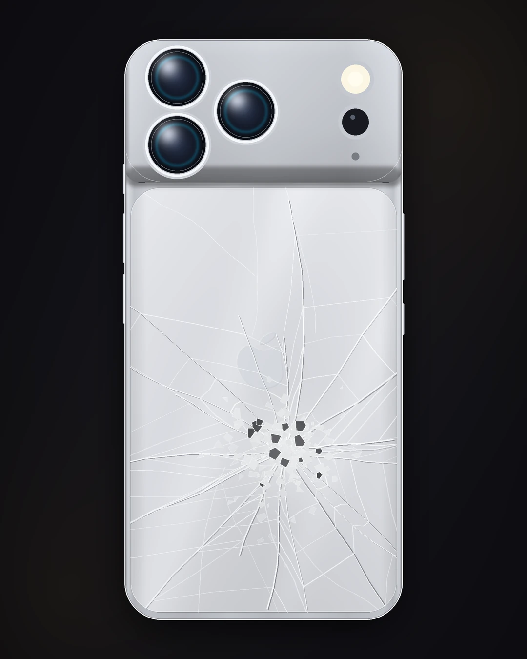 iPhone 17 Pro Max con el cristal trasero roto